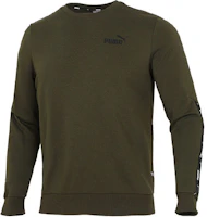 Puma Green Crewneck Sweatshirt with Side Logo Tape Detailing 849562-70 Puma Green Crewneck Sweatshirt with Side Logo Tape Detailing 849562-70