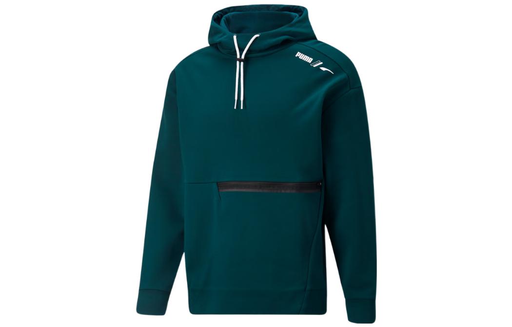 Puma Green Drawstring Casual Hoodie with Printed Logo 672471-24