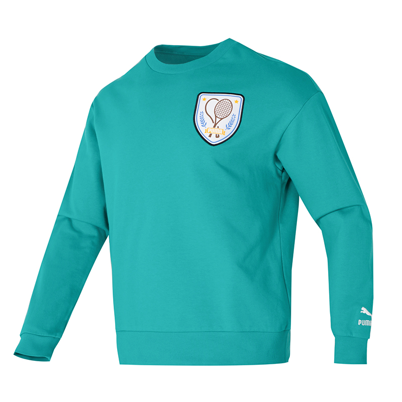 Puma Green Graphic Print Crewneck Long-Sleeve Sweatshirt 625802-86
