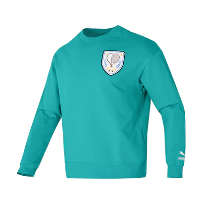 Puma Green Graphic Print Crewneck Long-Sleeve Sweatshirt 625802-86
