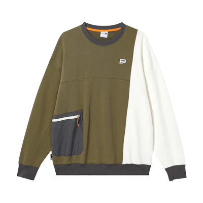 Puma Green Retro Colorblock Pullover Sweatshirt Breathable Casual 622923-52