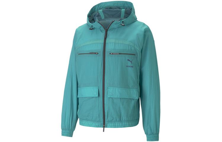Puma Green Unisex Solid Color Hooded Long Sleeve Utility Jacket 538802-77