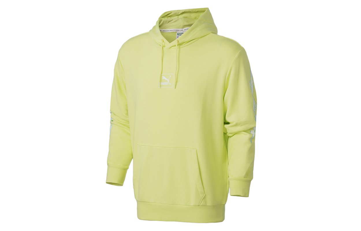 Puma Green Yellow Knit Pullover Hoodie Casual Sportswear 598504-31