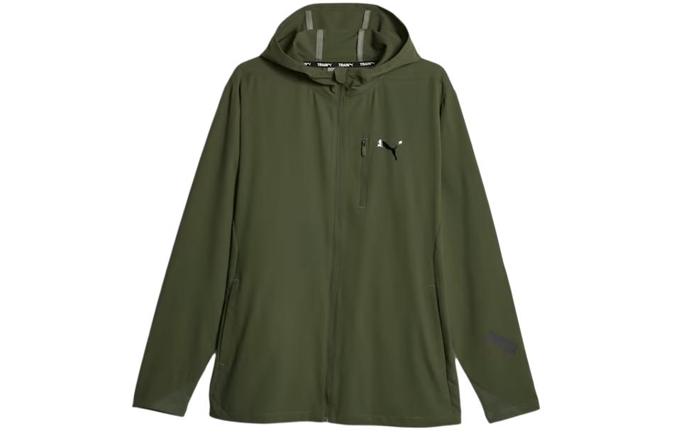 Puma Green Zip-Up Hoodie Jacket with Logo Print 523709-31
