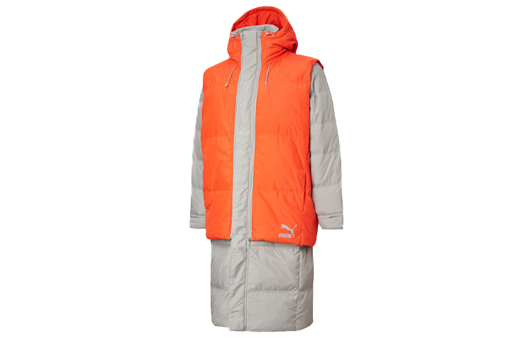 Order PUMA Grey Hooded Padded Vest Layer Down Jacket 598317-84