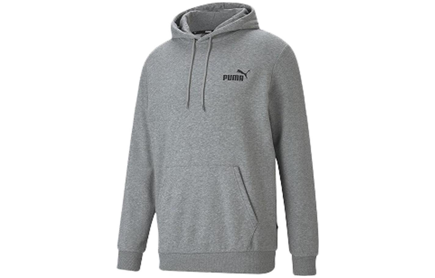 Puma Grey Hoodie with Logo Print Long Sleeve Casual Style 589038-03
