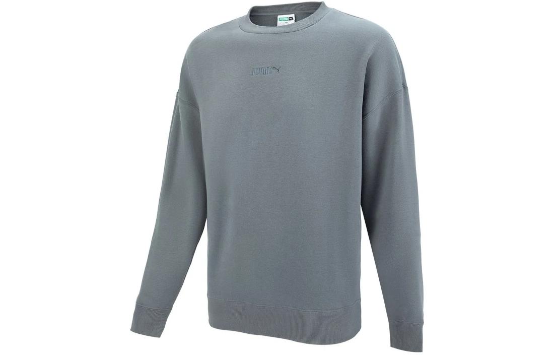 Puma Grey Pullover Crewneck Sweatshirt with Embroidered Logo 534365-44