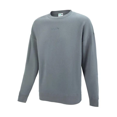 Puma Grey Pullover Crewneck Sweatshirt with Embroidered Logo 534365-44