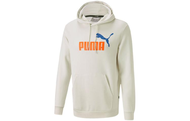 Puma Grey Pullover Hoodie with Logo Print and Fleece Lining 599051-55