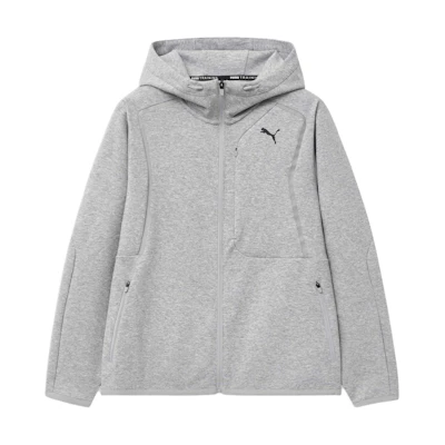 Puma Grey Solid Color Casual Sports Hooded Jacket 940483-04