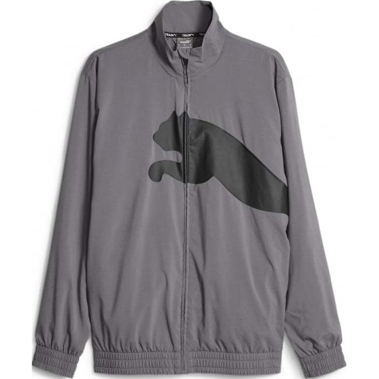 Puma Grey Zip-Up Jacket with Logo Print and Stand Collar Long Sleeve 522997-15