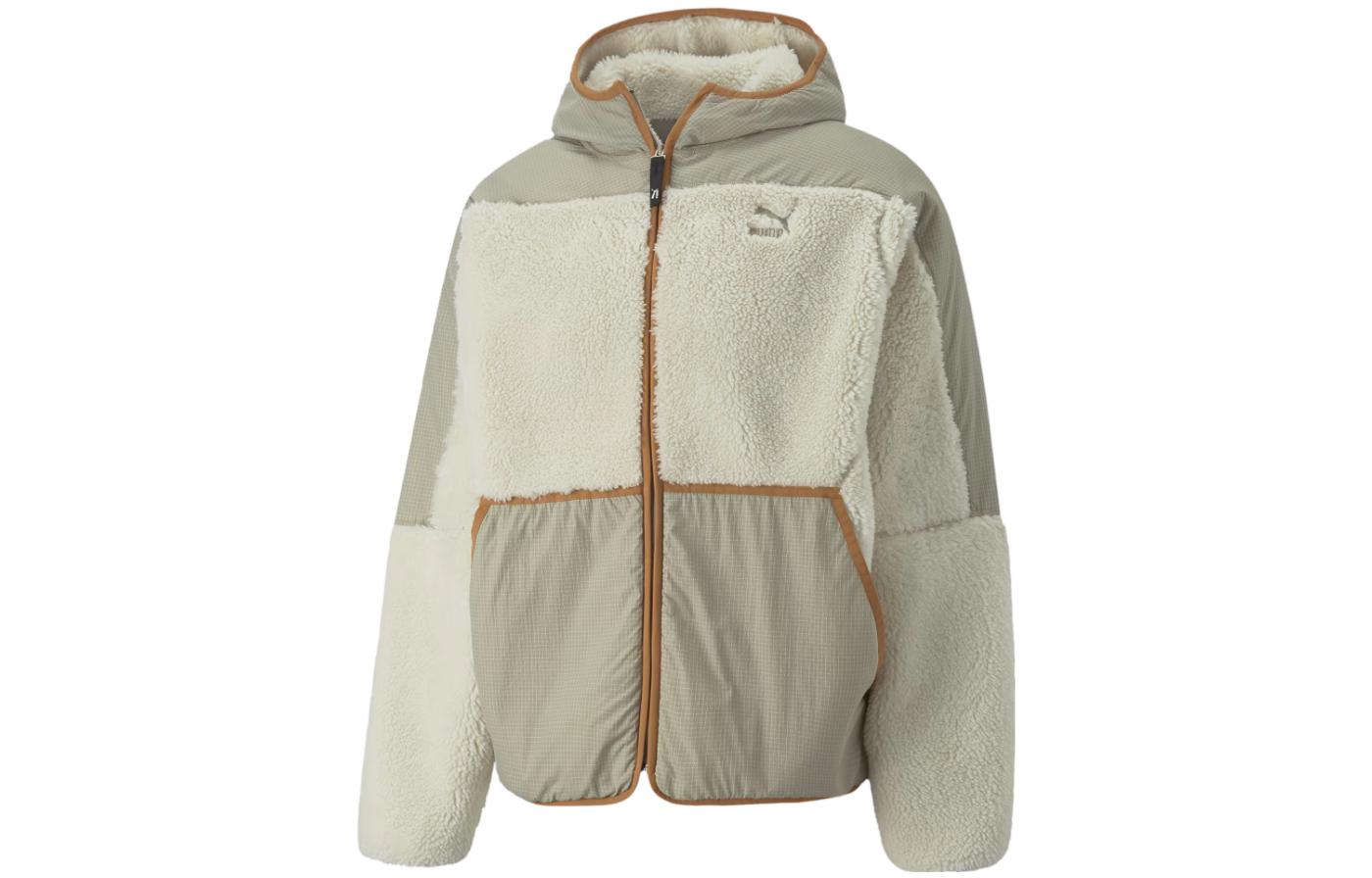 Puma Gridlock Sherpa Embroidered Logo Colorblock Zip Hoodie Jacket Multicolor 535577-65