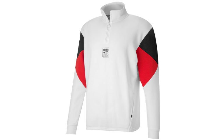 Puma Half-Zip Colorblock Pullover Sweatshirt - White 585280-02
