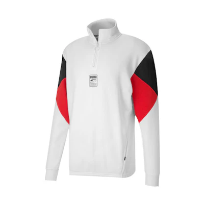 Puma Half-Zip Colorblock Pullover Sweatshirt - White 585280-02
