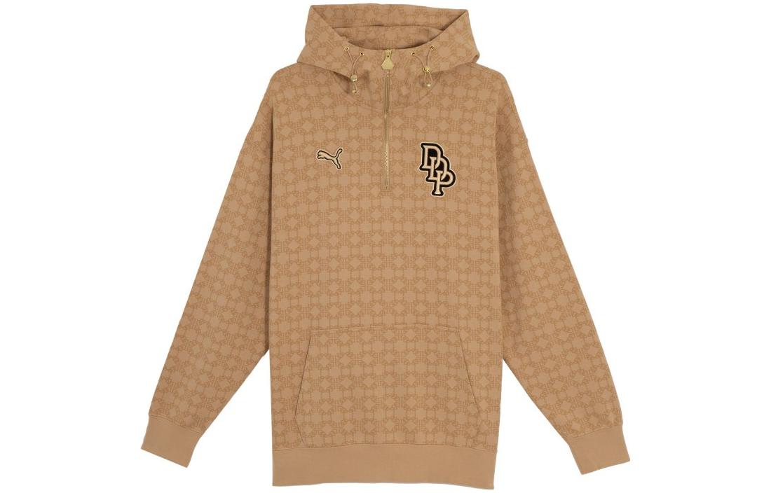 Puma Half-Zip Knit Sweatshirt Orange Unisex with Logo Print 539806-89