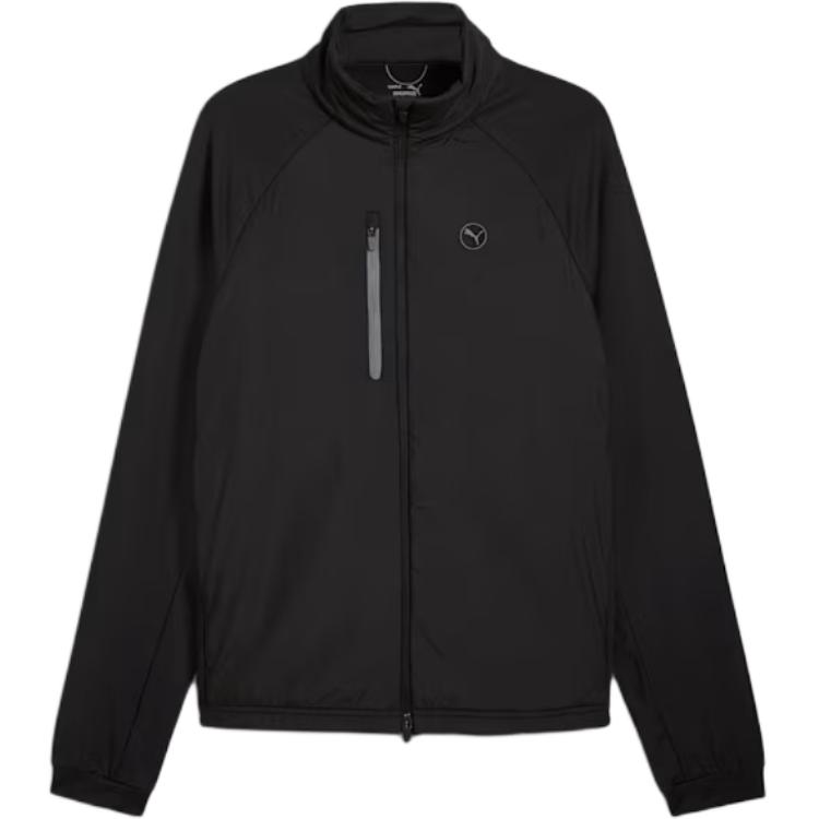 Puma Hielands Golf Jacket Black - Solid Color Long Sleeve Zip-Up 626977-01