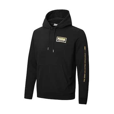 Puma Holiday Gold Print Pullover Hoodie Black 586351-01