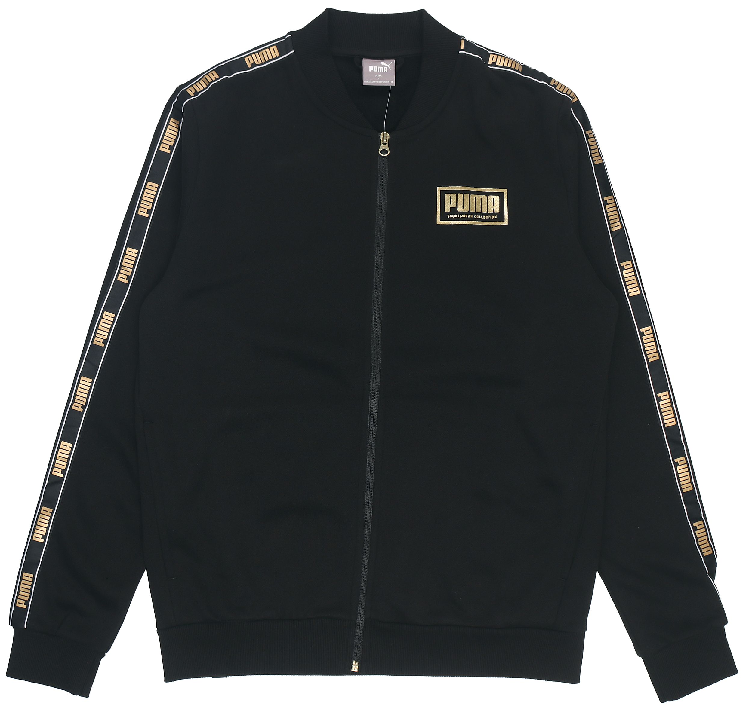 Puma Holiday Logo Gold Accent Warm Athletic Jacket Black 582307-01