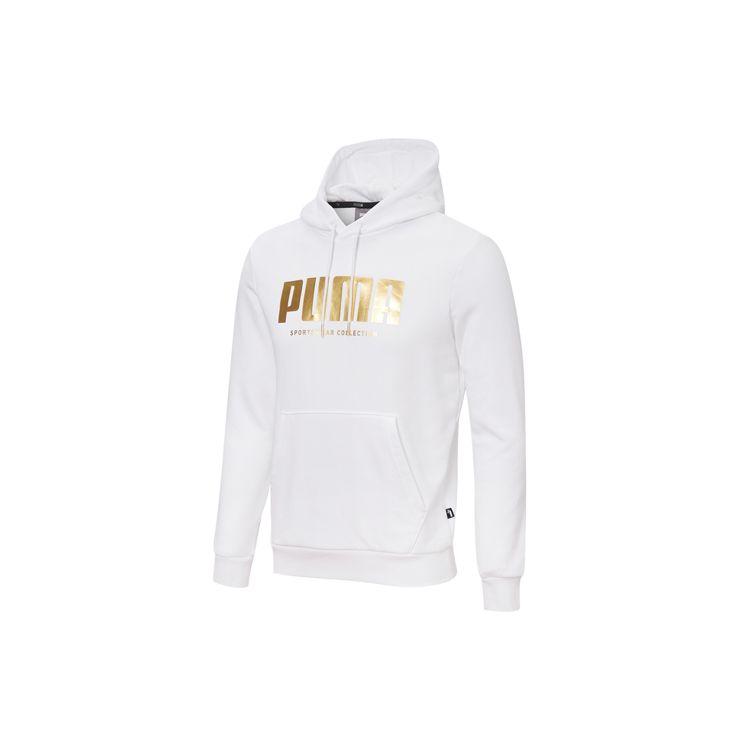 Puma Holiday Retro Gold Print Pullover Hoodie Men’s White 586351-02