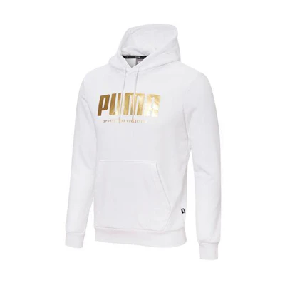 Puma Holiday Retro Gold Print Pullover Hoodie Men’s White 586351-02