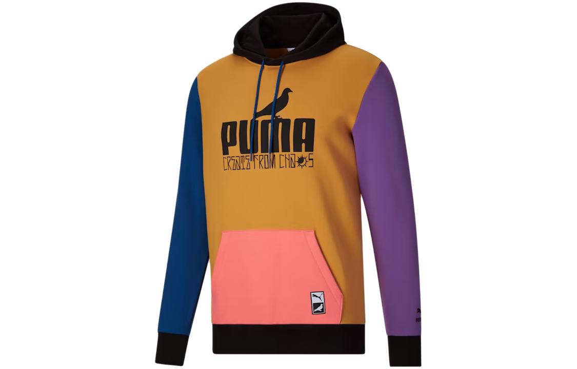 Puma Honey Mustard Hoodie with Letter Print Design and Long Sleeves 539197-01