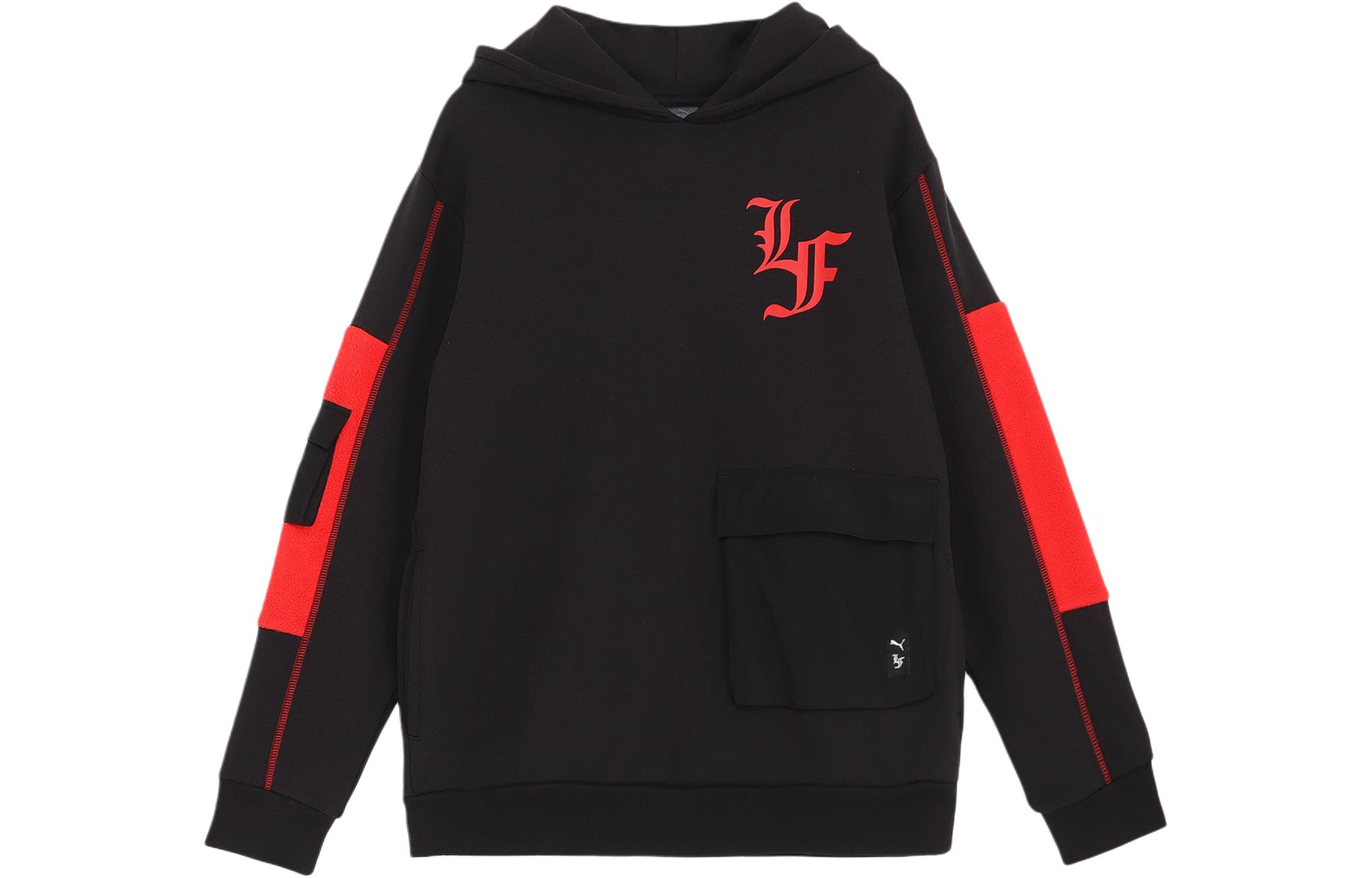 Puma Hoops LaFrance Hoodie Black-Red Pullover Sweatshirt 622833-01