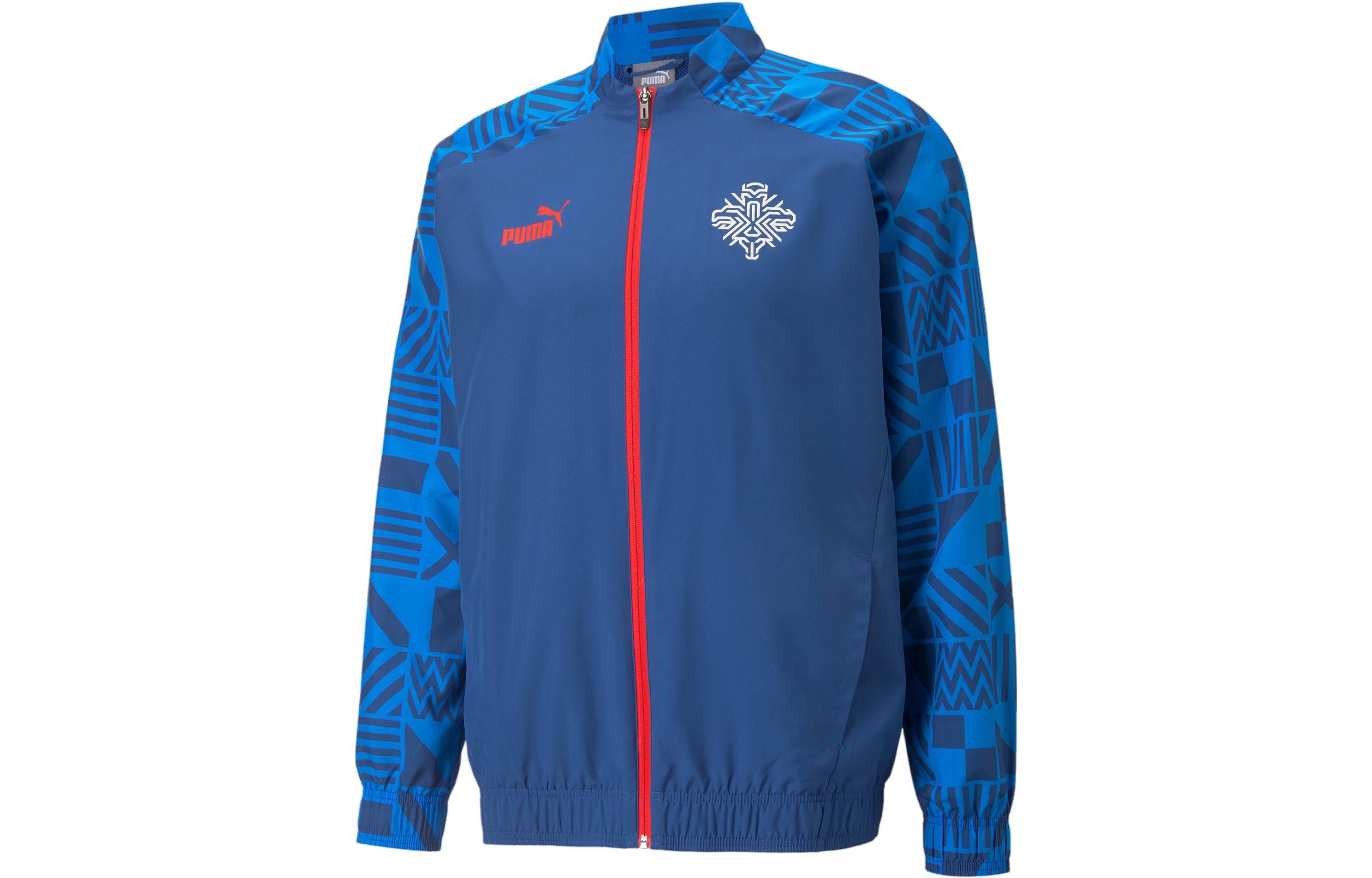 Puma Iceland Football Prematch Jacket Geometric Blue Track Jacket 768875-01
