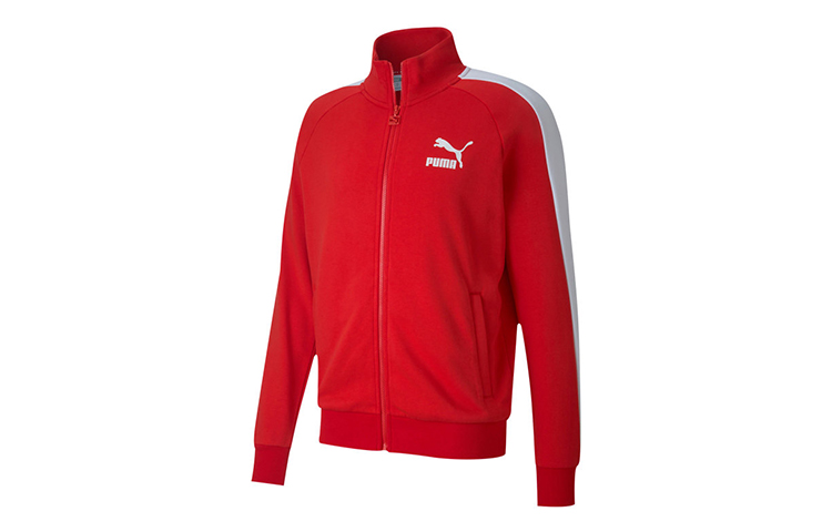 Puma Iconic T7 Track Jacket Retro Fit Knitted Colorblock - Vibrant Red 599331-11