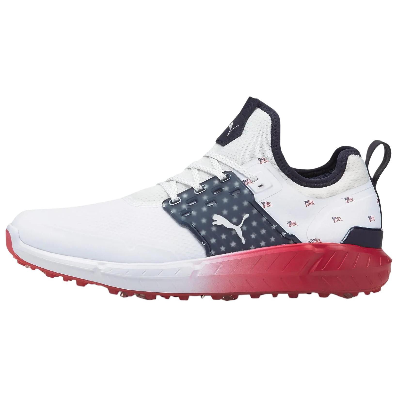 Puma Ignite Articulate Golf Shoes White/Red/Blue Low-Cut Durable Design 376417-01