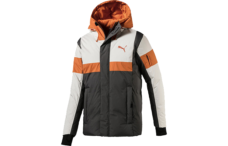 Puma Insulated Colorblock Hooded Down Jacket Gray Winter Coat 580025-37