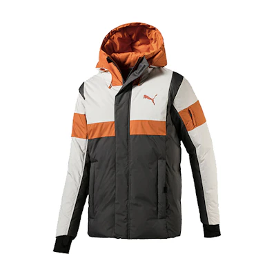 Puma Insulated Colorblock Hooded Down Jacket Gray Winter Coat 580025-37