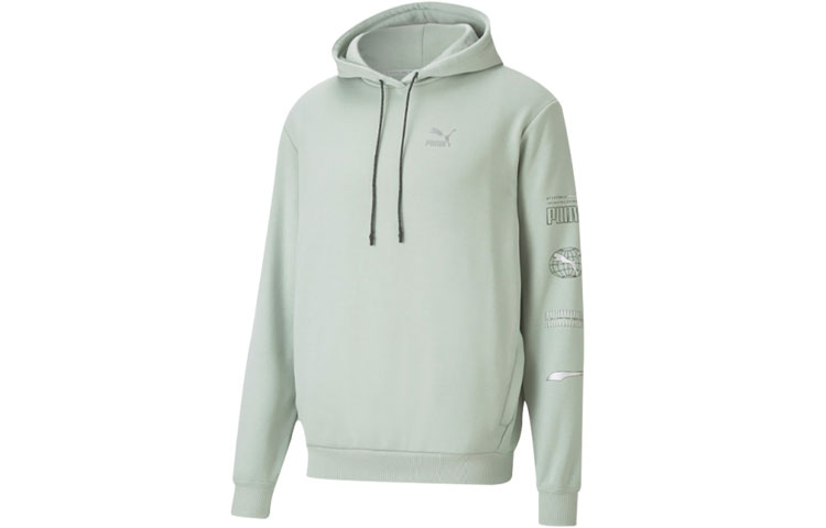 Puma Interstellar Logo Graphic Oversized Pullover Sweatshirt Green 530289-49