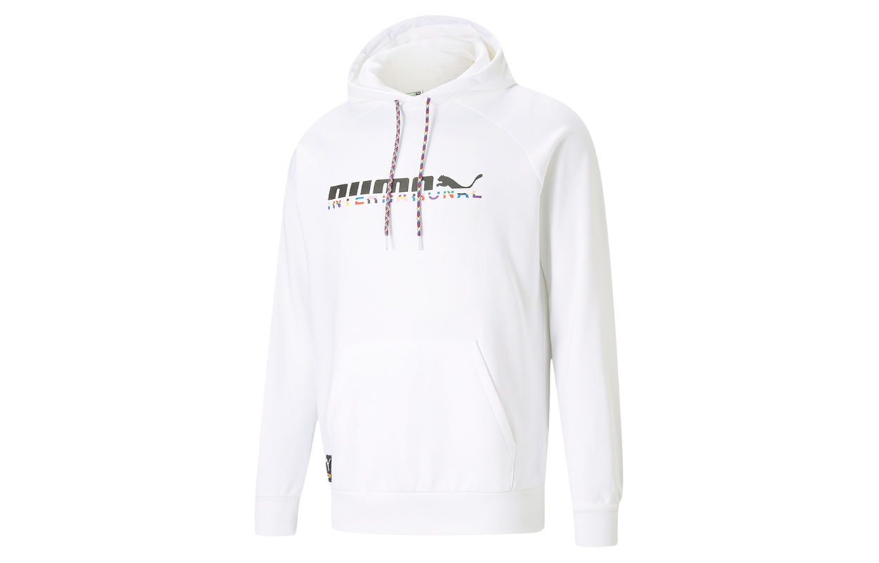 Puma Intl Graphic Hoodie White - Casual Logo Print Pullover 531329-02
