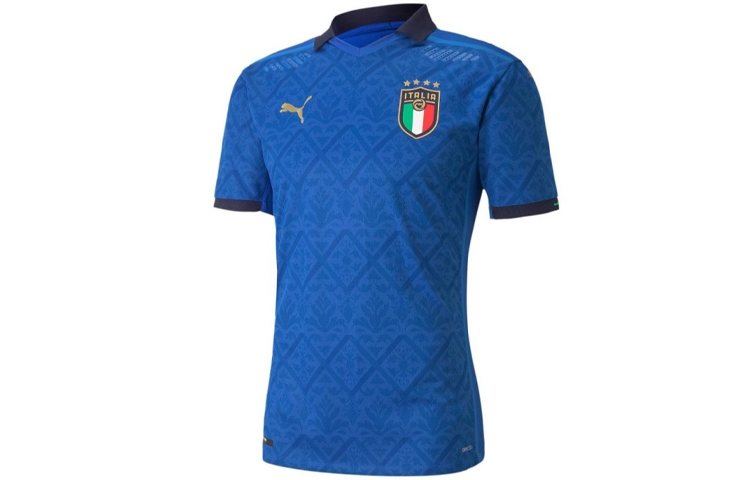 Order Puma Italy Jersi Bola Edisi Pemain Biru Lengan Pendek Latihan. 762919-01