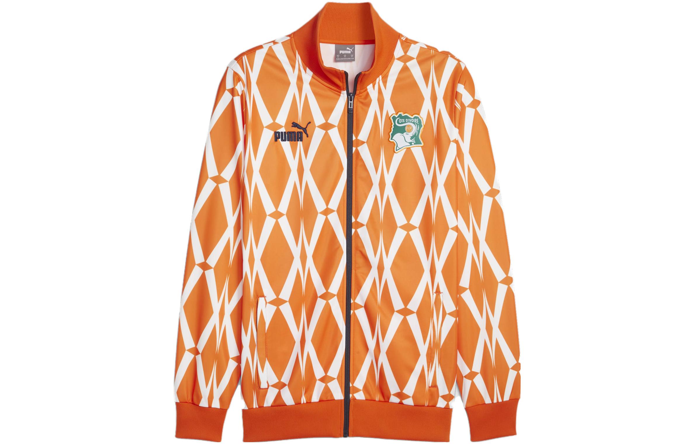 Puma Ivory Coast FtblCulture Track Jacket Men Orange Full-Print Casual Jacket 772459-07