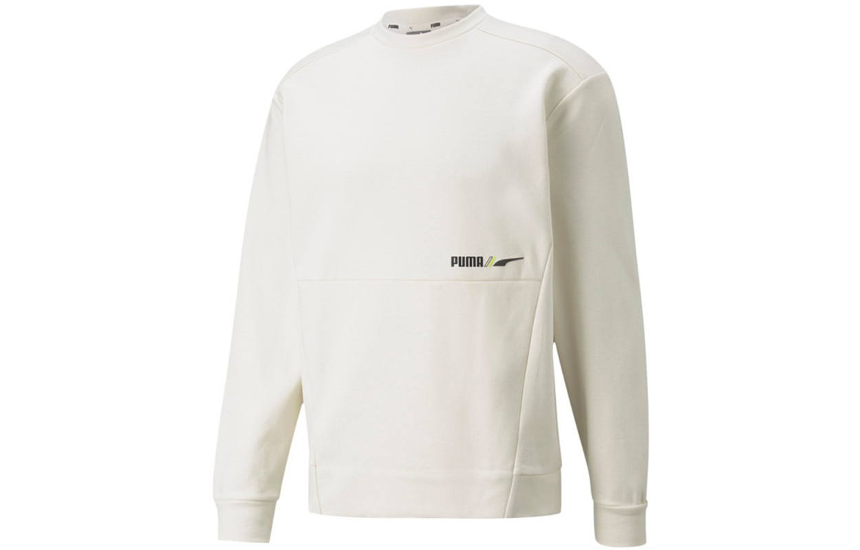 Puma Ivory Crewneck Sweatshirt - Fleece Knit, Logo, Thickened Warmth 846545-73