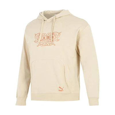 Puma Kangaroo Pocket Logo Print Hoodie - Off-White 539909-12