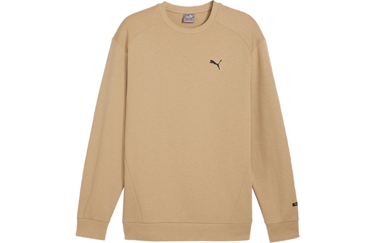 Puma Khaki Oversized Crewneck Knit Sweatshirt with Logo 681288-83