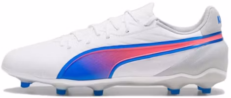 Puma KING MATCH AG/FG Soccer Cleats White/Blue 107863-02 Puma KING MATCH AG/FG Soccer Cleats White/Blue 107863-02