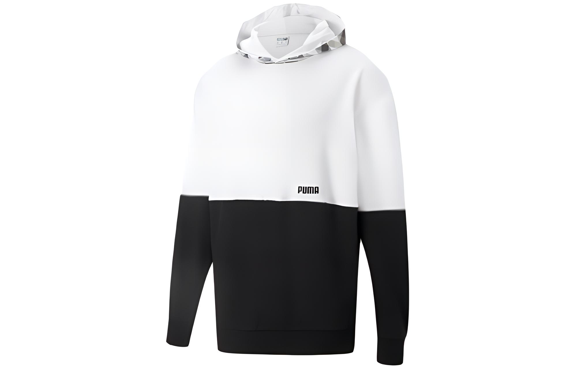 Puma Kontrast Retro Pullover Hoodie Black Colorblock Casual Style 531309-02