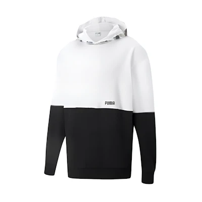 Puma Kontrast Retro Pullover Hoodie Black Colorblock Casual Style 531309-02