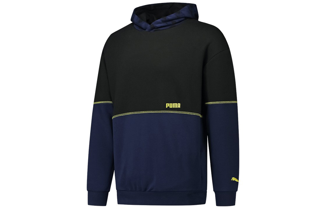 Puma Kontrast Vintage Colorblock Hoodie Black Retro Casual Style 531309-01