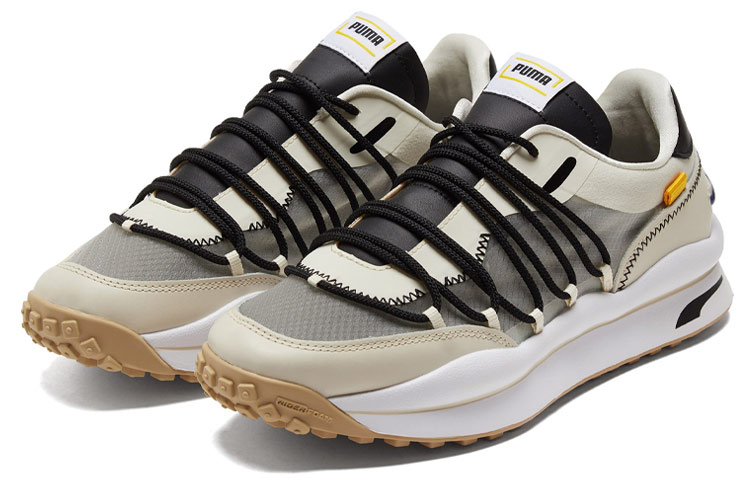 Lookbook PUMA Lace Rider T 休閒 防滑透氣 低筒 跑步鞋 男女同款 白黑拼色