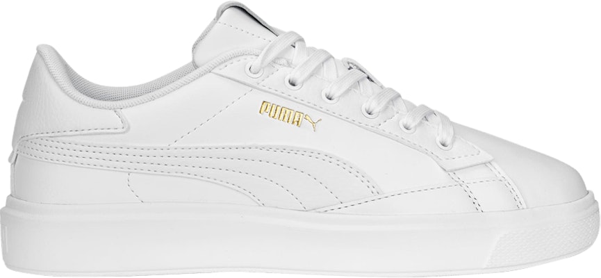 Gold and 2025 white puma sneakers