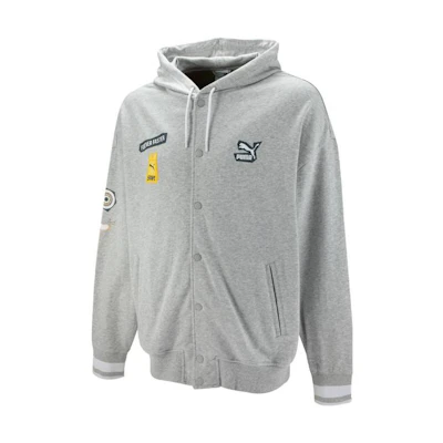 Puma Letter Graphic Print Hoodie Jacket in Light Heather Gray 539970-04