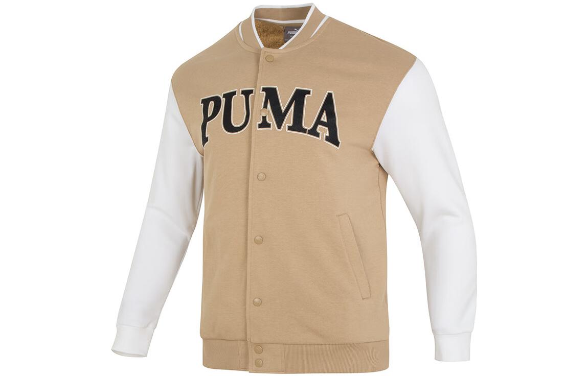 Puma Letter Print Casual Long-Sleeve Jacket Khaki Color 681267-83