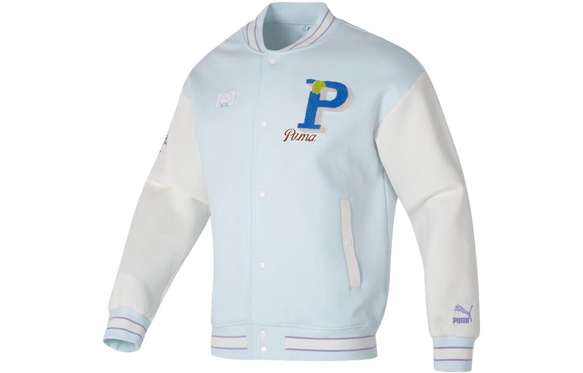 Puma Letter Print Casual Long Sleeve Jacket Unisex Light Blue 625797-23