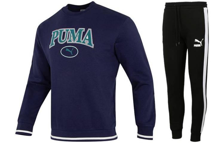 Puma Letter Print Casual Pullover Hoodie & Jogger Sweatpants Set 678422-06+531381-01