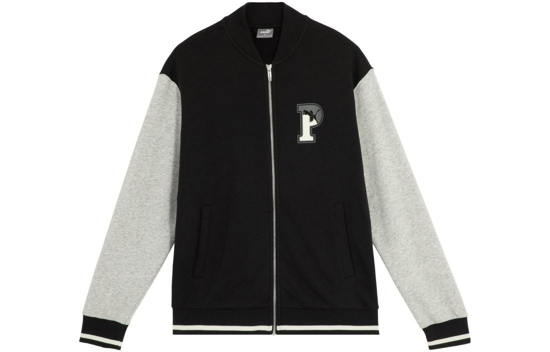 Puma Letter Print Color-Block Knit Jacket Black 678713-01