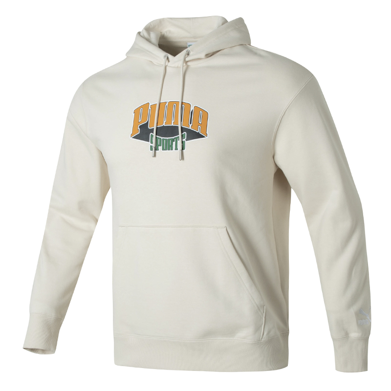 Puma Letter Print Graphic Hoodie Cream White Retro Style 626179-87